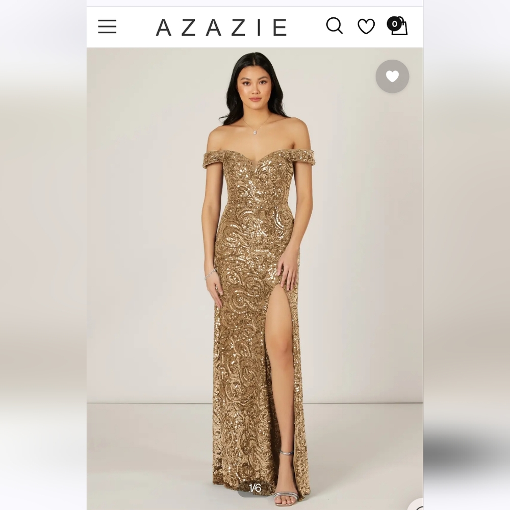 Azazie Gold Sequin Floor-Length Gown- Perfect for New Year's Eve!!